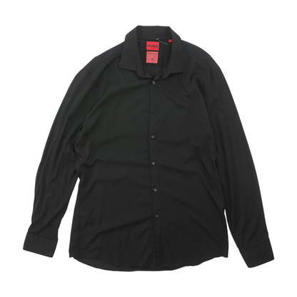 Black Solid Long Sleeve Button Down