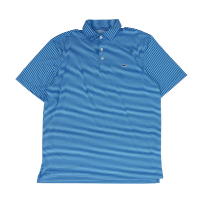 Blue Striped Short Sleeve Polo