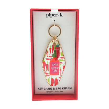 White Graphic Keychain