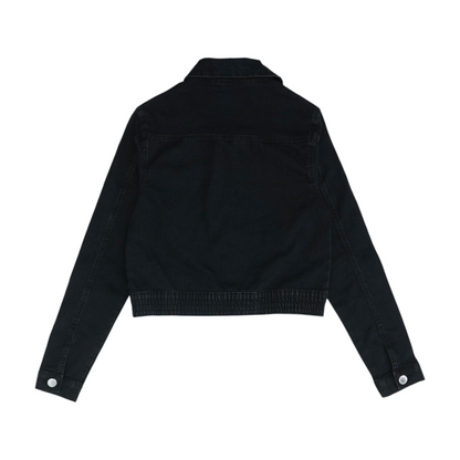 Black Solid Denim Jacket