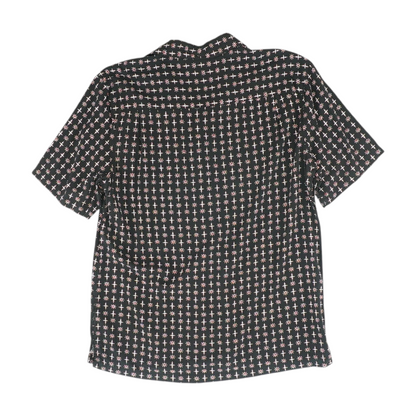 Black Print Short Sleeve Button Down