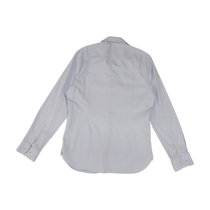 Blue Solid Long Sleeve Button Down