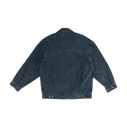 Black Solid Denim Jacket