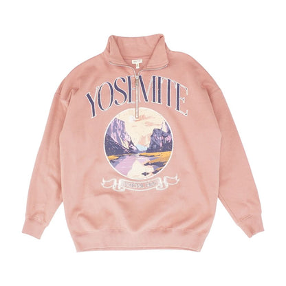 Mauve Solid 1/4 Zip Pullover