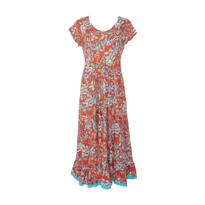 Red Floral Midi Dress