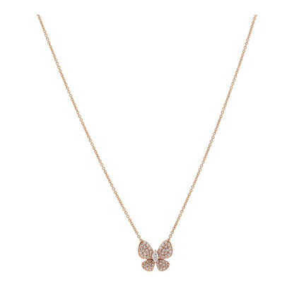 1/3 Ct 14K Rose Gold Diamond Butterfly Pendant Necklace