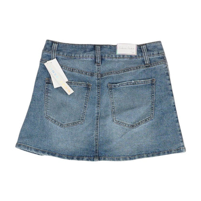 Blue Solid Mini Skirt