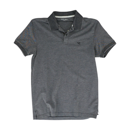 Gray Solid Short Sleeve Polo