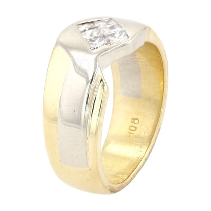 1/3 Ct 18K Two Tone Gold Square Diagonal Set Diamond Band