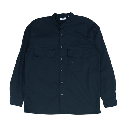 Black Solid Long Sleeve Button Down