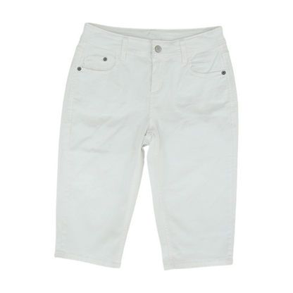 White Solid Denim Capris