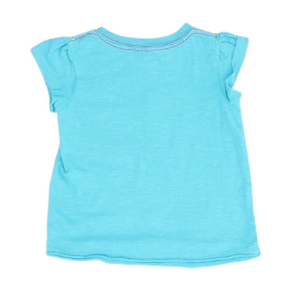 Turquoise Solid Graphic/logo T Shirt