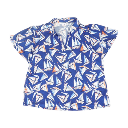 Navy Plus Size Print Blouse