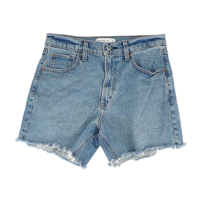 Blue Solid Denim Shorts