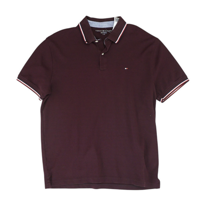 Burgundy Solid Short Sleeve Polo