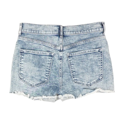 Blue Solid Denim Shorts