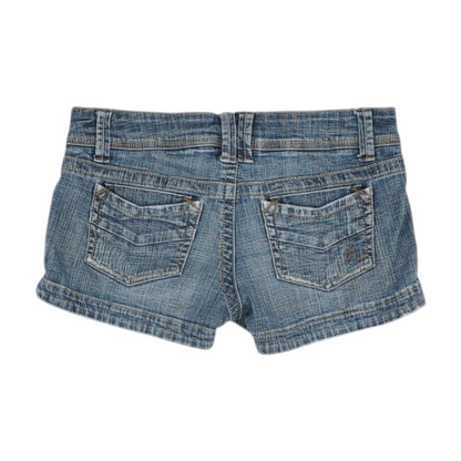 Blue Solid Denim Shorts