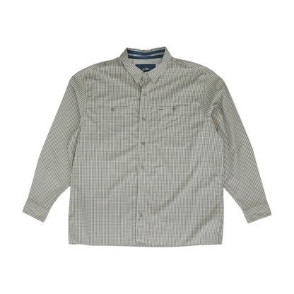 Beige Plaid Outdoor Button Down