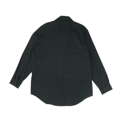 Black Solid Long Sleeve Button Down