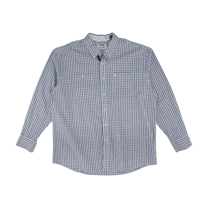 White Plaid Long Sleeve Button Down