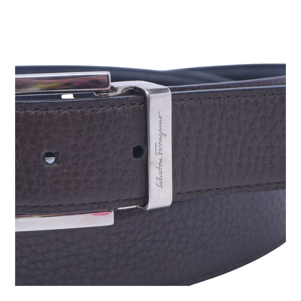 Dual Tone Belt Buckle Reversible Leather Belt