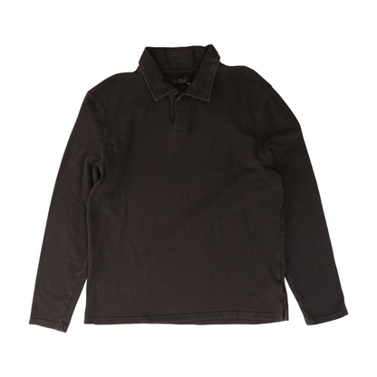 Brown Solid Long Sleeve Polo
