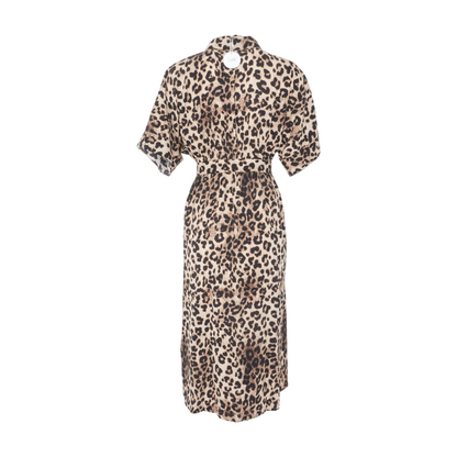 Brown Animal Print Midi Dress