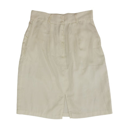 Ivory Solid Midi Skirt