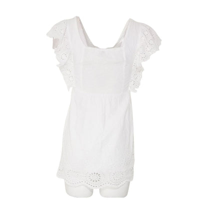 White Embroidery Detail Mini Dress