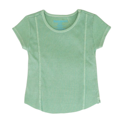 Green Solid Crewneck Knit Top