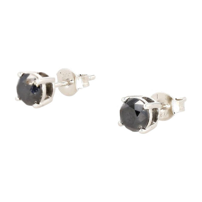1.50 ct Sterling Silver Black Diamond Stud Earrings