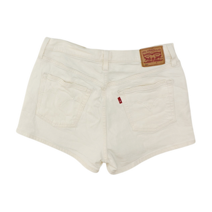 White Solid Denim Shorts