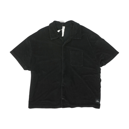 Black Solid Short Sleeve Button Down