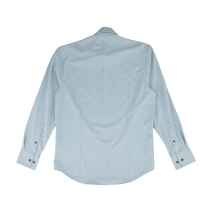 Blue Solid Long Sleeve Button Down