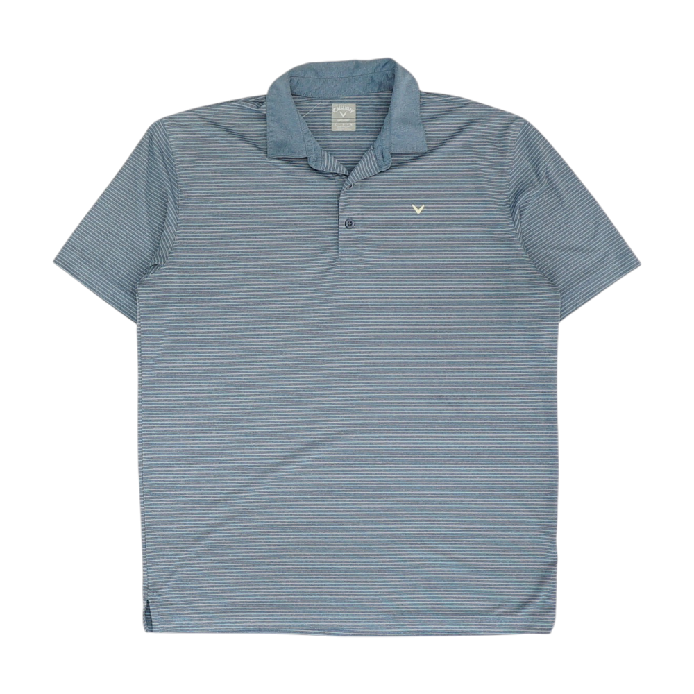 Blue Striped Short Sleeve Polo