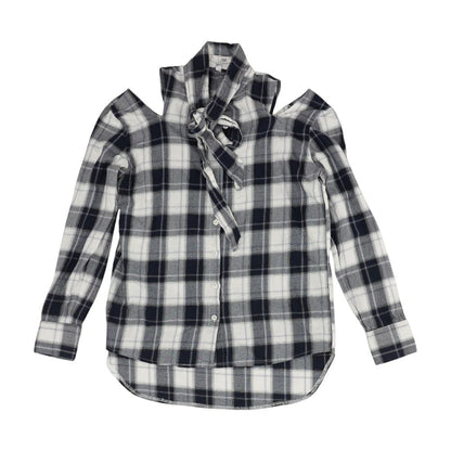 Blue Plaid Long Sleeve Blouse
