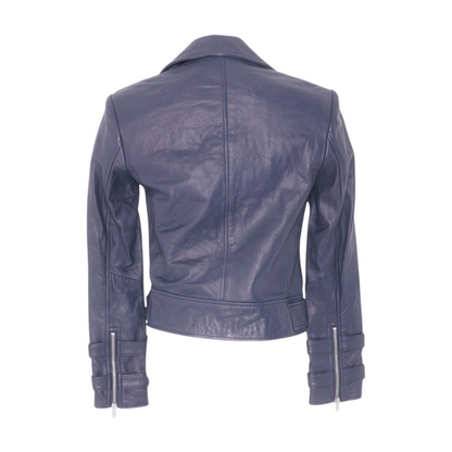 Navy 100% Lamb Leather Jacket