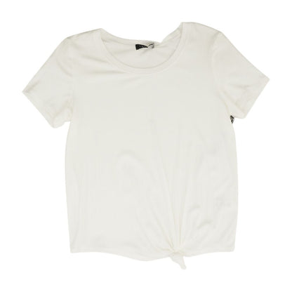 White Solid Crewneck Knit Top