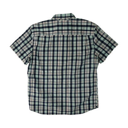 Navy Plaid Short Sleeve Button Down