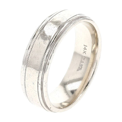 14K White Gold Textured Wedding Band