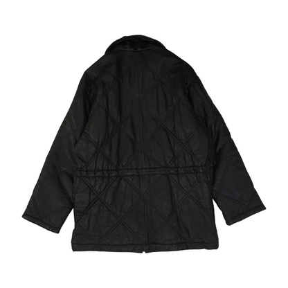 Vintage Black Solid Leather Jacket