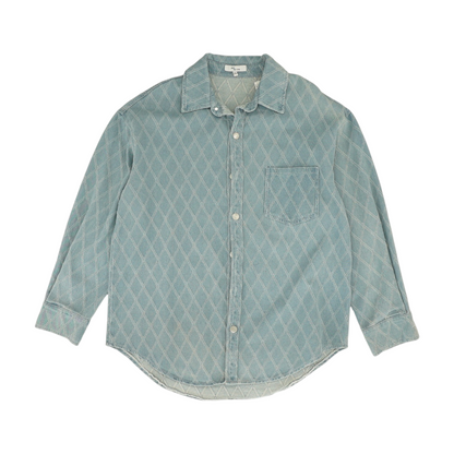 Blue Geometric Flannel Button Down