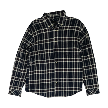 Navy Plaid Flannel Button Down