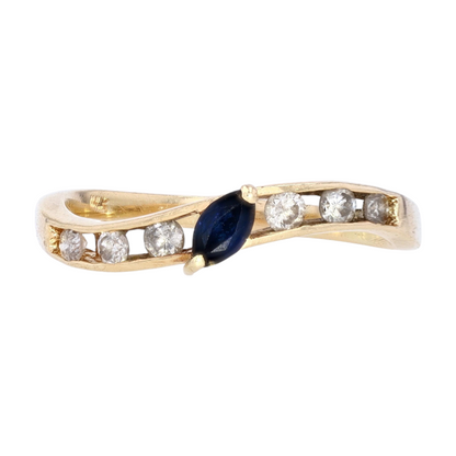 14K Yellow Gold Sapphire Band Ring