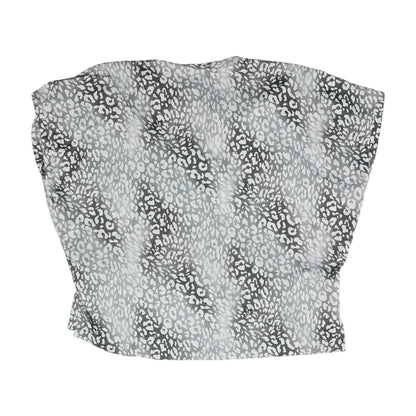 Gray Animal Print Short Sleeve Blouse
