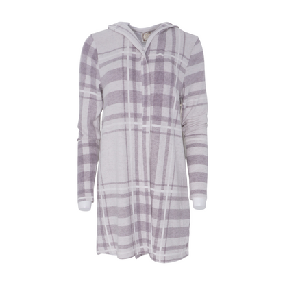 Gray Plaid Cardigan Sweater