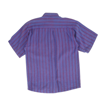 Vintage Purple Striped Short Sleeve Button Down