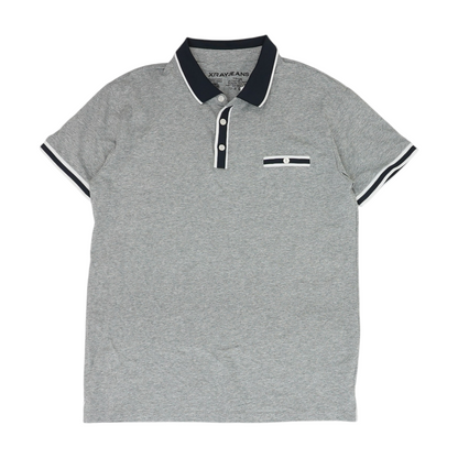 Gray Solid Short Sleeve Polo