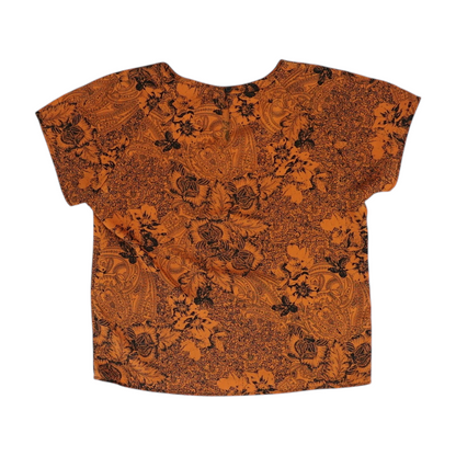 Vintage Orange Floral Blouse