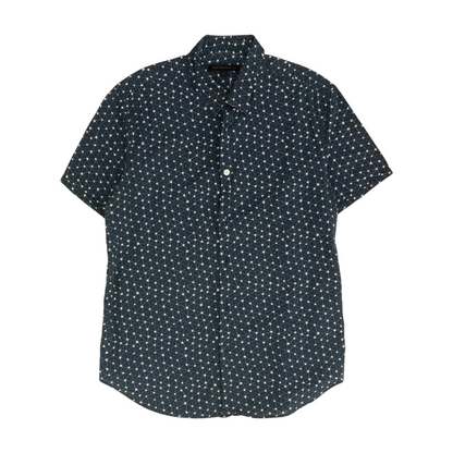 Navy Geometric Short Sleeve Button Down